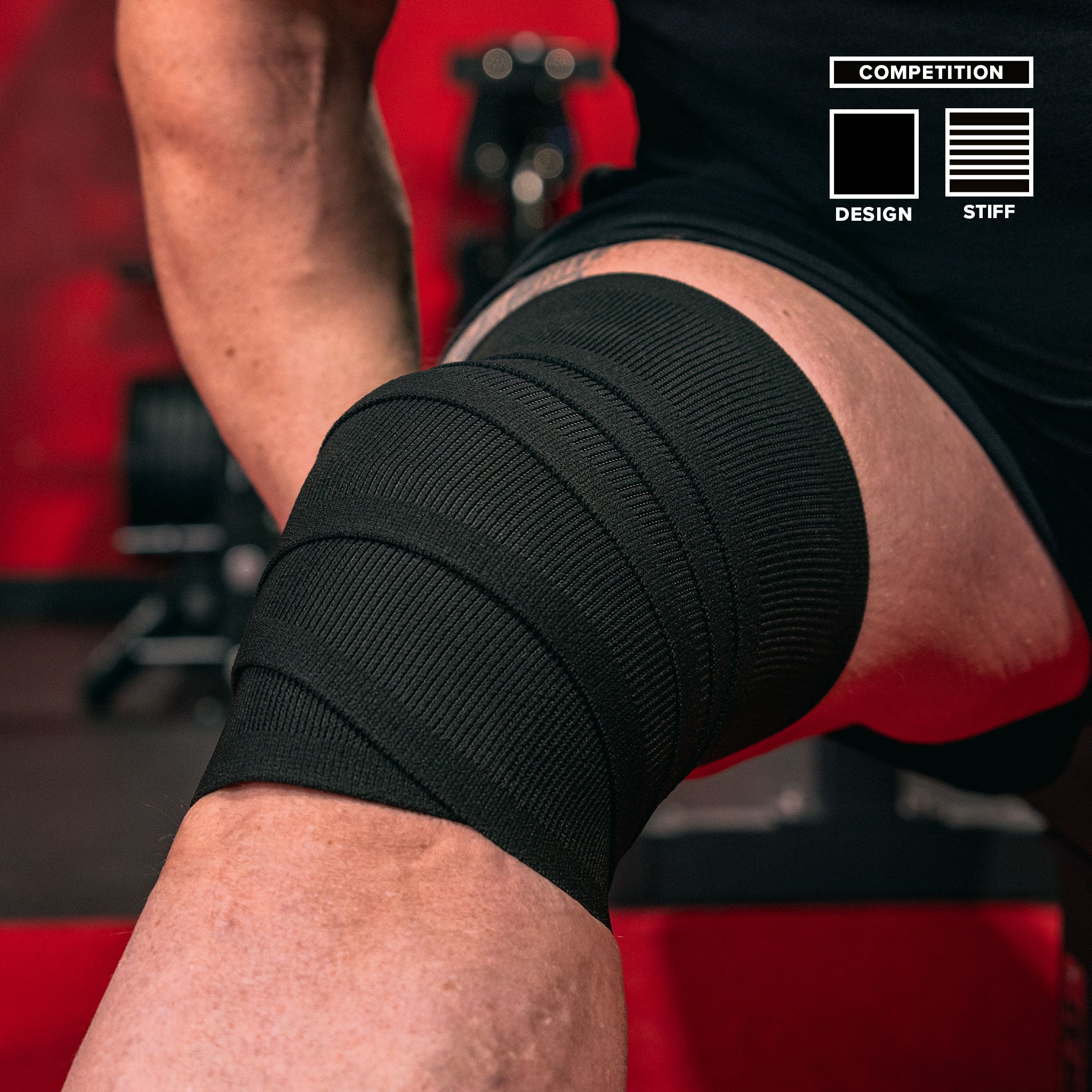SBD Knee Wraps Wettkampf Schwarz Steif
